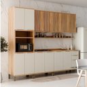 Ver imagem 1 de Cozinha Completa Modulada 100% MDF 5 Peças com 13 Portas e Prateleiras 270cm Noruega Espresso Móveis Bege/Amêndoa/Off White