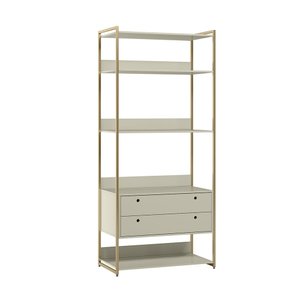 Estante P/ Livros Industrial Olivar 2 Gavetas 5 Prateleiras 89cm - Off White