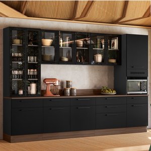 Cozinha Modulada em Aço 7 Peças 12 Portas 7 Gavetas com Cristaleira Rodapé PVC Exclusive Itatiaia