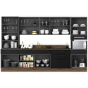 Ver imagem 4 de Cozinha Modulada em Aço 7 Peças 12 Portas 7 Gavetas com Cristaleira Rodapé PVC Exclusive Itatiaia Preto/Grafite/Matt
