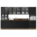 Ver imagem 2 de Cozinha Modulada em Aço 7 Peças 12 Portas 7 Gavetas com Cristaleira Rodapé PVC Exclusive Itatiaia Preto/Grafite/Matt