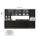 Ver imagem 3 de Cozinha Modulada em Aço 7 Peças 12 Portas 7 Gavetas com Cristaleira Rodapé PVC Exclusive Itatiaia Preto/Grafite/Matt