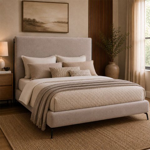 Cama Japonesa com Cabeceira Almeriaharu Queen Veludo Nobre Avelã - Sallar Home