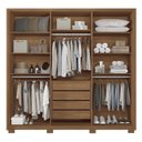 Ver imagem 5 de Guarda- Roupa Coimbra 4 Portas 4 Gavetas com Espelho e Pés Off White/Jatobá/Areia