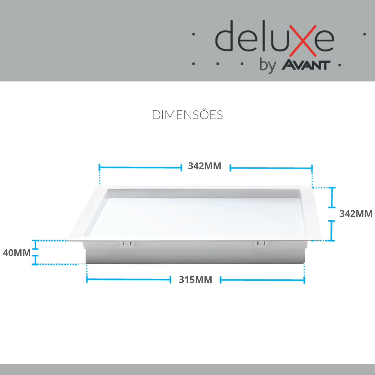 Painel Embutir Branco Recuado Avant Comfort 30w 342x342mm 2700k - 4