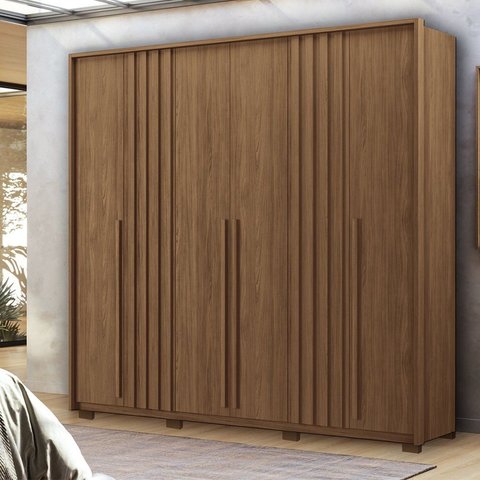 Guarda-Roupa Coimbra 4 Portas 04 Gavetas com Pés Marrom/Jatoba