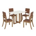 Ver imagem 2 de Mesa de Jantar 4 Lugares Valentina/milla com Vidro Nature/off White/caramelo - Pnr Móveis