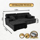 Ver mais imagens de Sofá Orlando 2.20x2.10m com Chaise, Retrátil e Reclinável - Preto
