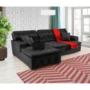 Ver imagem 3 de Sofá Orlando 2.20x2.10m com Chaise, Retrátil e Reclinável - Preto
