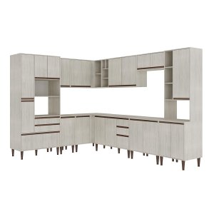 Cozinha de Canto Modulada Completa New 233/311x214 Cm Balcão Tampo Armário MDP Legno - ClickLar
