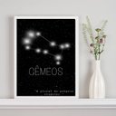 Ver imagem 1 de Quadro Decorativo Constelação Signo Gêmeos 45x34cm:madeira Preta
