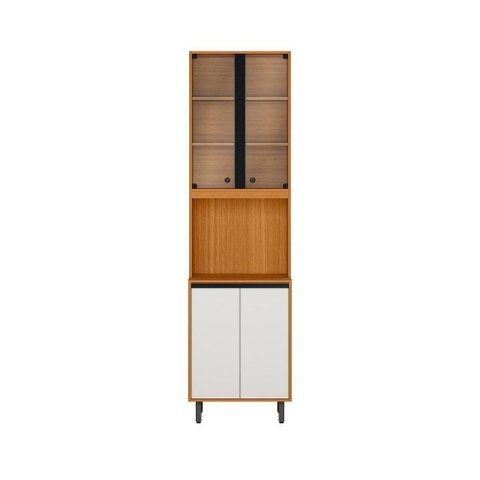 Paneleiro Duplo Vidro 4 Portas 60cm Ravena Freijo Uv Off Acetinado - Ssx Multicoisas