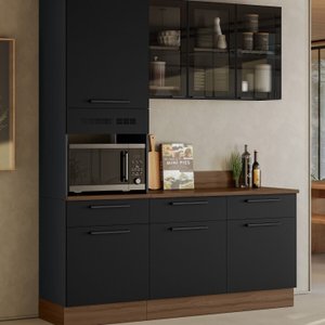 Cozinha Modulada em Aço 3 Peças com Paneleiro Forno Rodapé em Pvc Exclusive