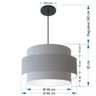 Lustre para Sala de Jantar Vivare Md-4396 Cúpula em Tecido 60cm Rustico Cinza 110v 220v - 7