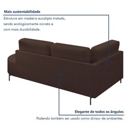 Sofá Living Orgânico 2 Lugares 165cm Norten - 6