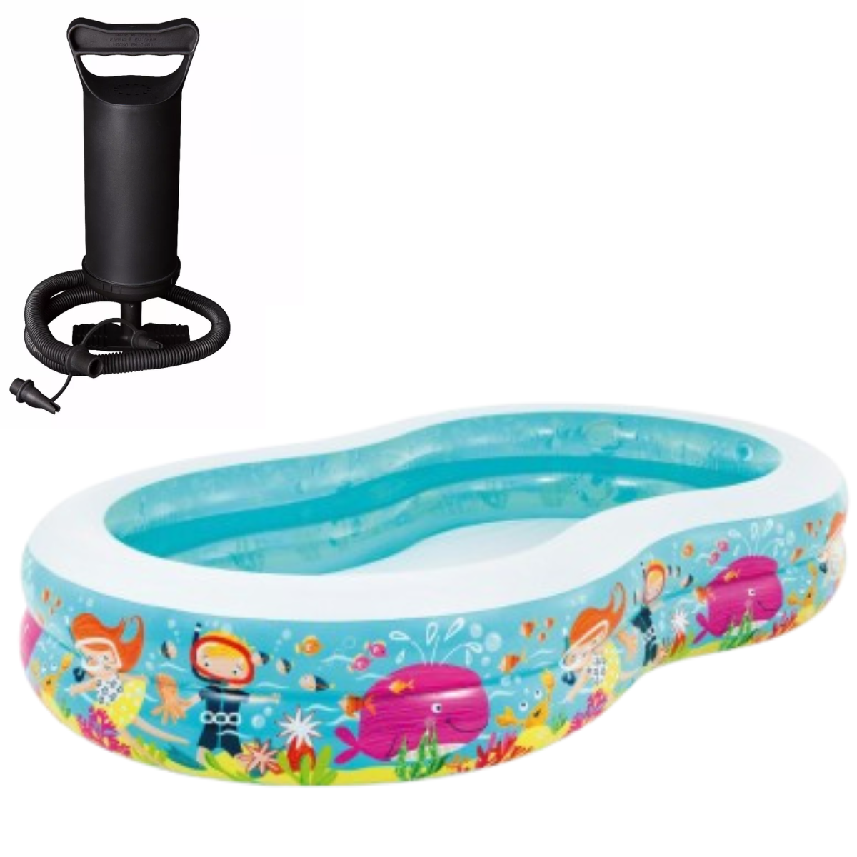 Piscina Familiar Intex 700l Vida Marinha #56490 Bomba Manual Cor:branco - 1