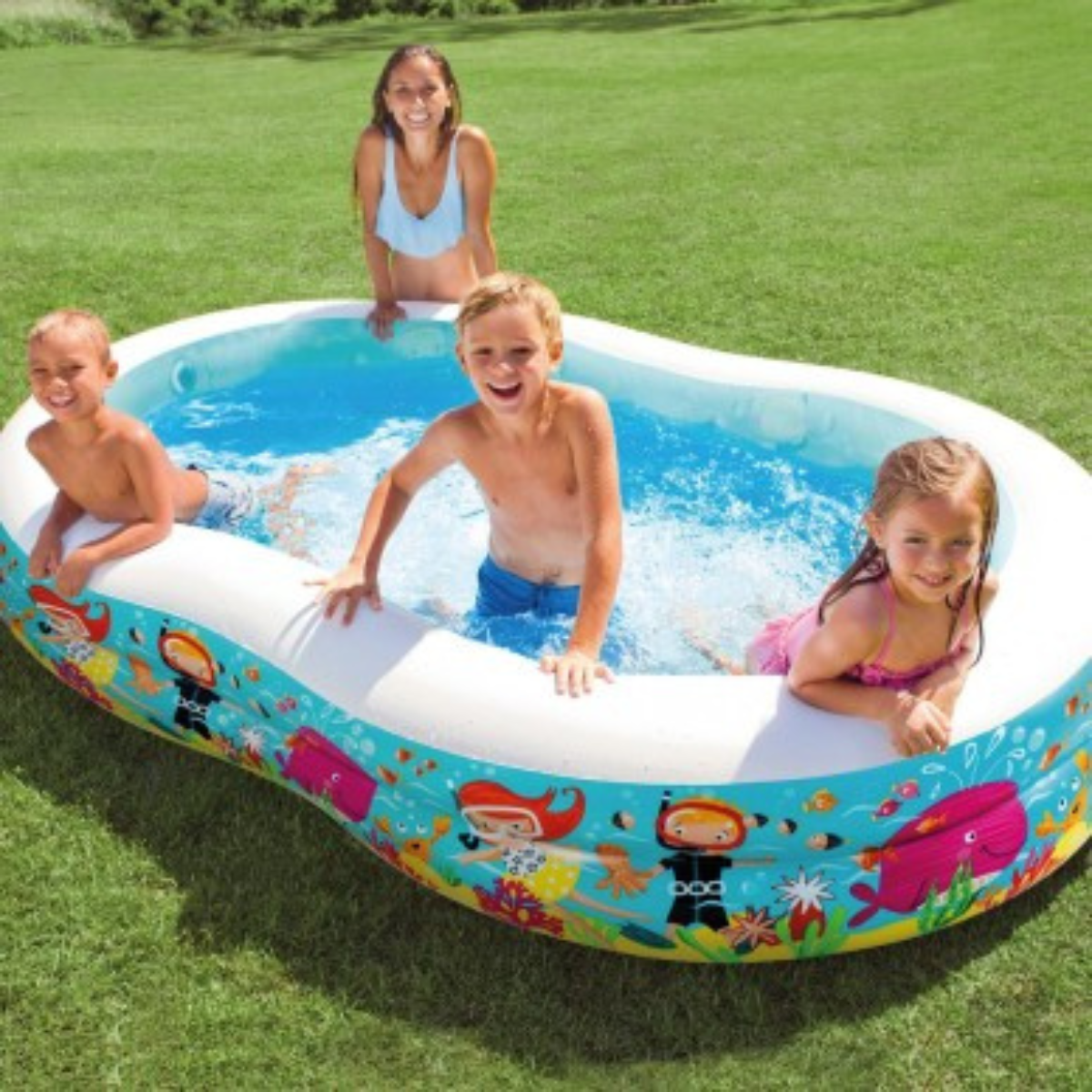 Piscina Familiar Intex 700l Vida Marinha #56490 Bomba Manual Cor:branco - 2
