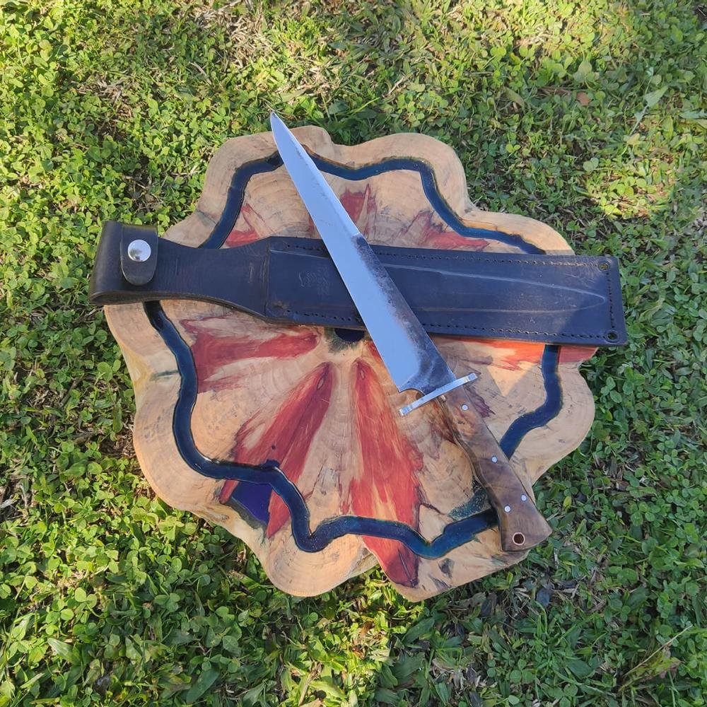 Faca Javalizeira Artesanal Full Tang 10" Aço Carbono 5160 Cabo de Madeira e Bainha de Couro D'avila - 2