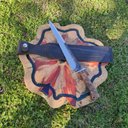 Ver imagem 2 de Faca Javalizeira Artesanal Full Tang 10" Aço Carbono 5160 Cabo de Madeira e Bainha de Couro D'avila