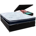 Ver imagem 1 de Cama Box Baú Preto e Colchão Orthosono D33 com Pillow Top Casal Anjos