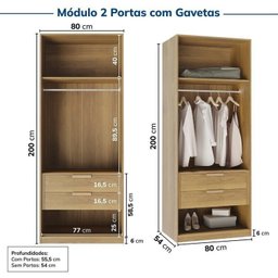 Guarda-roupa Modulado 4 Peças 8 Portas Jade Cabecasa Madeiramadeira - 11