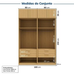 Guarda-roupa Modulado 4 Peças 8 Portas Jade Cabecasa Madeiramadeira - 3