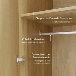 Guarda-roupa Modulado 4 Peças 8 Portas Jade Cabecasa Madeiramadeira - 7