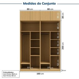 Guarda-roupa Modulado 4 Peças 8 Portas Jade Cabecasa Madeiramadeira - 3