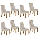 Ver imagem 1 de Kit de 8 Cadeiras para Sala de Jantar Aurora Bege/Cinamomo/Veludo Palha