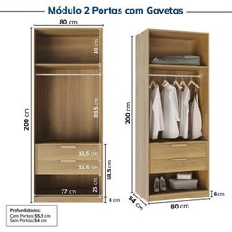 Guarda-roupa Modulado 2 Peças 4 Portas Jade Cabecasa Madeiramadeira - 10