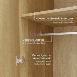 Guarda-roupa Modulado 2 Peças 4 Portas Jade Cabecasa Madeiramadeira - 7