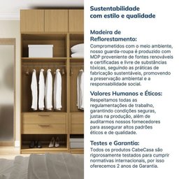 Guarda-roupa Modulado 4 Peças 4 Portas Jade CabeCasa MadeiraMadeira - 13