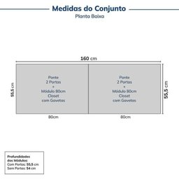 Guarda-roupa Modulado 4 Peças 4 Portas Jade CabeCasa MadeiraMadeira - 2