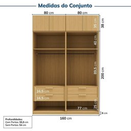 Guarda-roupa Modulado 4 Peças 4 Portas Jade CabeCasa MadeiraMadeira - 3