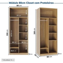 Guarda-roupa Modulado 4 Peças 4 Portas Jade CabeCasa MadeiraMadeira - 9