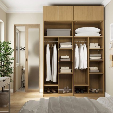 Guarda-Roupa Modulado 4 Peças 4 Portas Jade CabeCasa MadeiraOriginals Marrom/Avelã