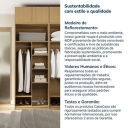Guarda-roupa Modulado 4 Peças 4 Portas Jade CabeCasa MadeiraMadeira - 12