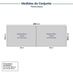 Guarda-roupa Modulado 2 Peças sem Portas Jade CabeCasa MadeiraMadeira - 2