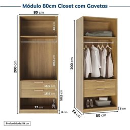 Guarda-roupa Modulado 2 Peças sem Portas Jade CabeCasa MadeiraMadeira - 9