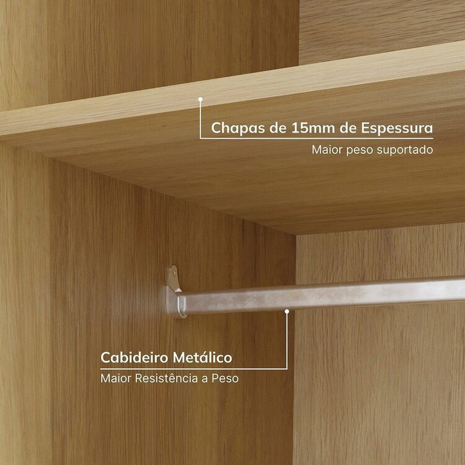 Guarda-roupa Modulado 2 Peças sem Portas Jade Cabecasa Madeiramadeira - 6