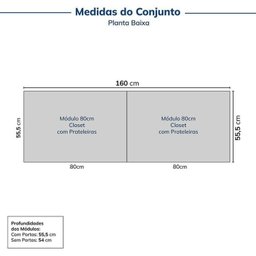 Guarda-roupa Modulado 2 Peças sem Portas Jade Cabecasa Madeiramadeira - 2