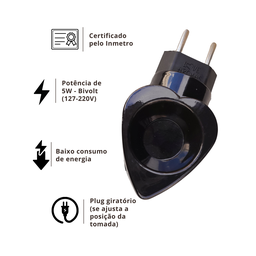 Difusor Elétrico de Ambientes Bivolt 10ml Formato de Coração Cor:preto - 3