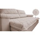 Ver imagem 4 de Sofá Retrátil e Reclinável 2,15m Molas Ensacadas Cama inBox Big Home Bordado 3D Linho Bege Claro