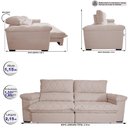 Ver imagem 2 de Sofá Retrátil e Reclinável 2,15m Molas Ensacadas Cama inBox Big Home Bordado 3D Linho Bege Claro