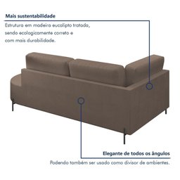 Sofá Living Orgânico 2 Lugares 165cm Norten - 6