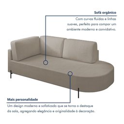 Sofá Living Orgânico 2 Lugares 165cm Norten - 4