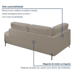 Sofá Living Orgânico 2 Lugares 165cm Norten - 6