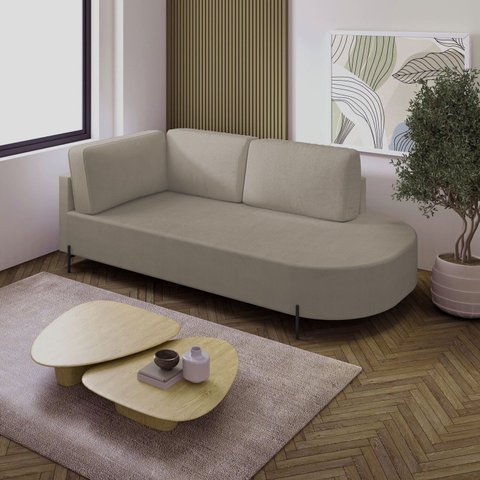 Sofá Living Orgânico 2 Lugares Veludo Bege Claro Norten 175cm