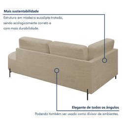 Sofá Living Orgânico 2 Lugares 165cm Norten - 6