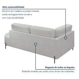 Sofá Living Orgânico 2 Lugares 165cm Norten - 6